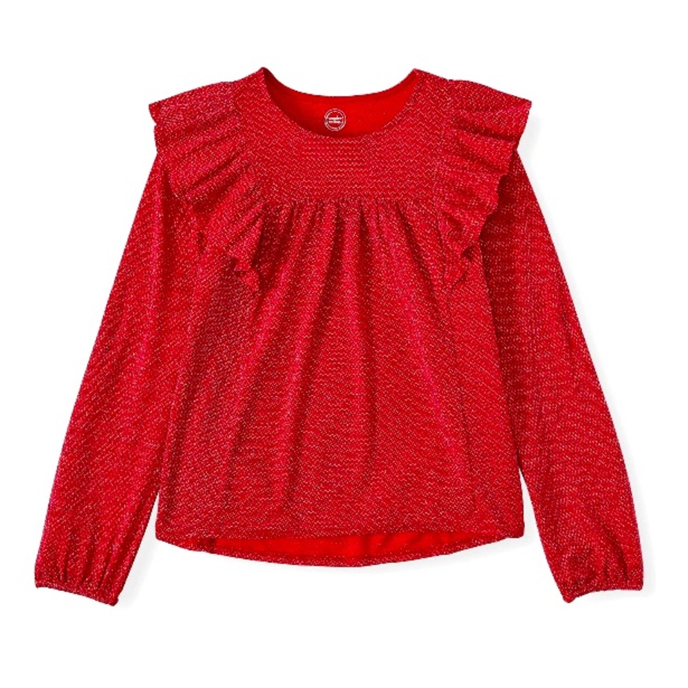 NWT Wonder Nation Metallic Ruffle Shoulder Long Sleeve Shirt